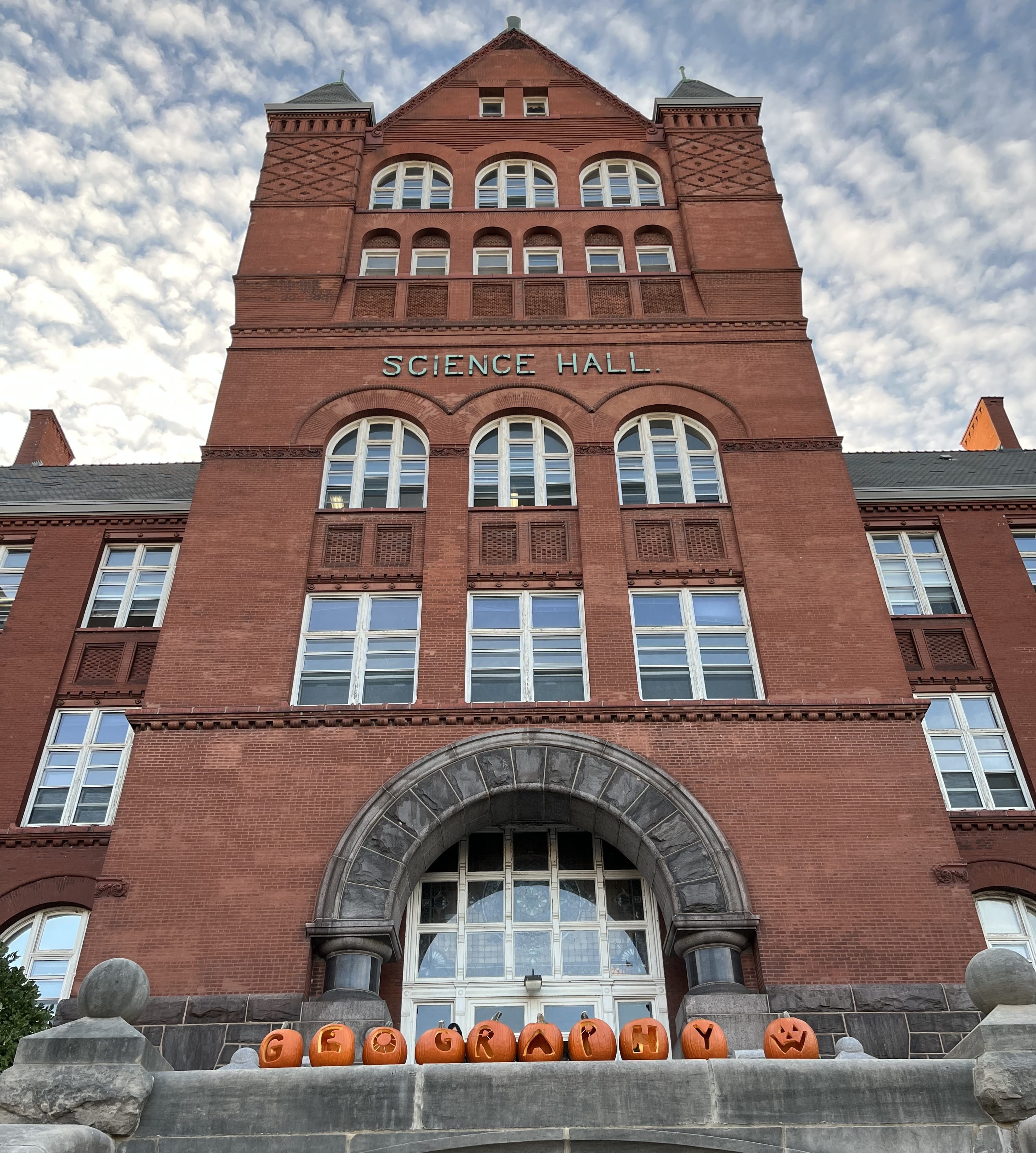 Geography Pumpkins in front of Science Hall
